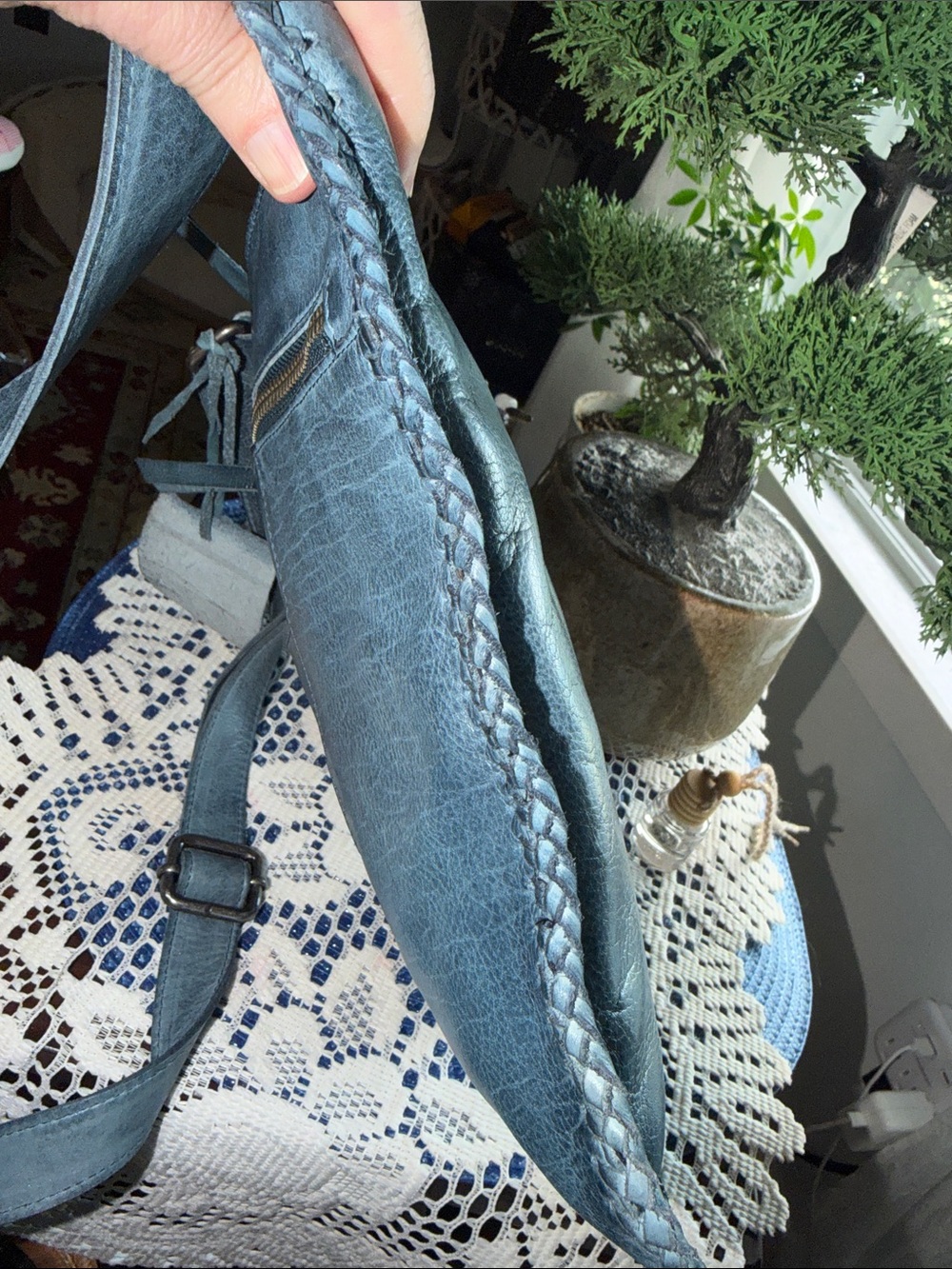 Latico Brynn Denim  Blue Leather Crossbody Bag - Picture 6 of 13